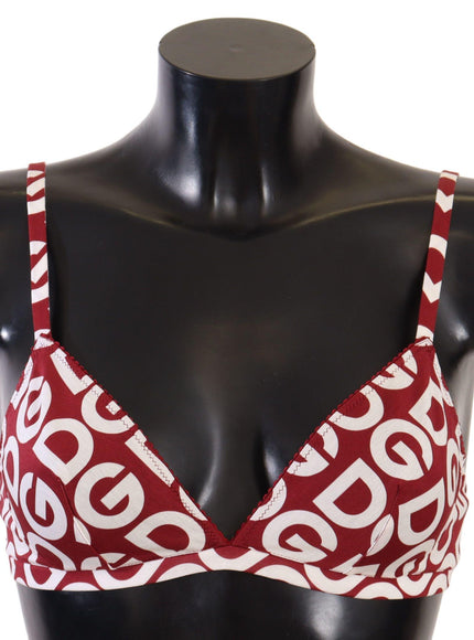 Dolce & Gabbana Red White DG Print Non Wire Cotton Bra Underwear - Ellie Belle