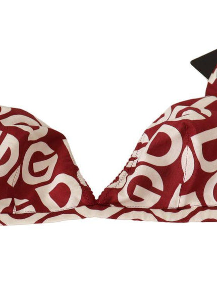 Dolce & Gabbana Red White DG Print Non Wire Cotton Bra Underwear - Ellie Belle