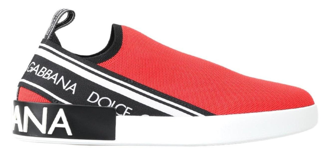 Dolce & Gabbana Red White Flat Sneakers Loafers Shoes - Ellie Belle