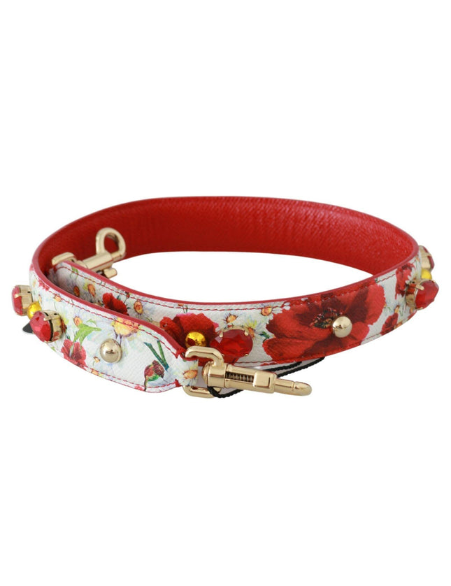Dolce & Gabbana Red White Floral Handbag Accessory Shoulder Strap - Ellie Belle