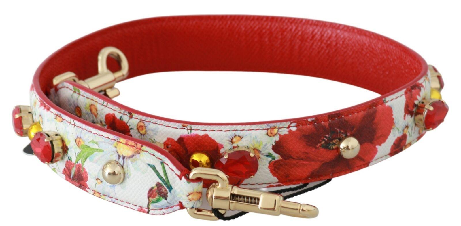 Dolce & Gabbana Red White Floral Handbag Accessory Shoulder Strap - Ellie Belle