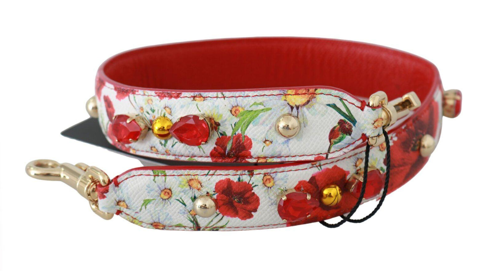 Dolce & Gabbana Red White Floral Handbag Accessory Shoulder Strap - Ellie Belle