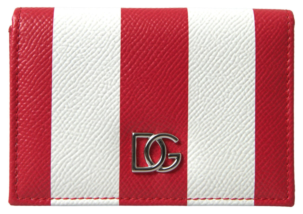 Dolce & Gabbana Red White Leather DG Logo Card Holder Women Wallet - Ellie Belle