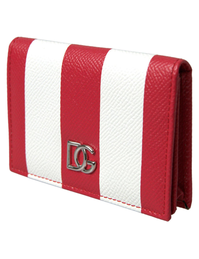 Dolce & Gabbana Red White Leather DG Logo Card Holder Women Wallet - Ellie Belle