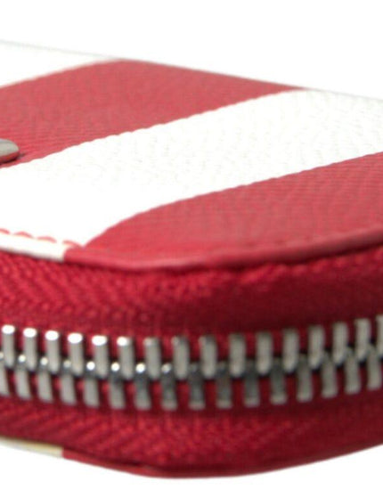 Dolce & Gabbana Red White Leather ZipAround Continental Logo Wallet - Ellie Belle