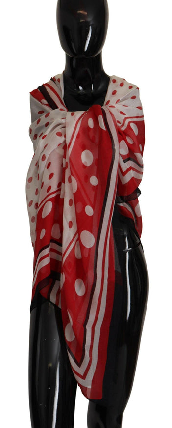 Dolce & Gabbana Red White Polka Dots Shawl Wrap Scarf - Ellie Belle