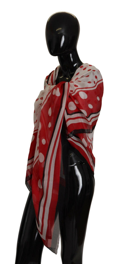 Dolce & Gabbana Red White Polka Dots Shawl Wrap Scarf - Ellie Belle