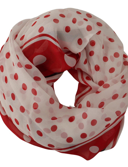 Dolce & Gabbana Red White Polka Dots Shawl Wrap Scarf - Ellie Belle
