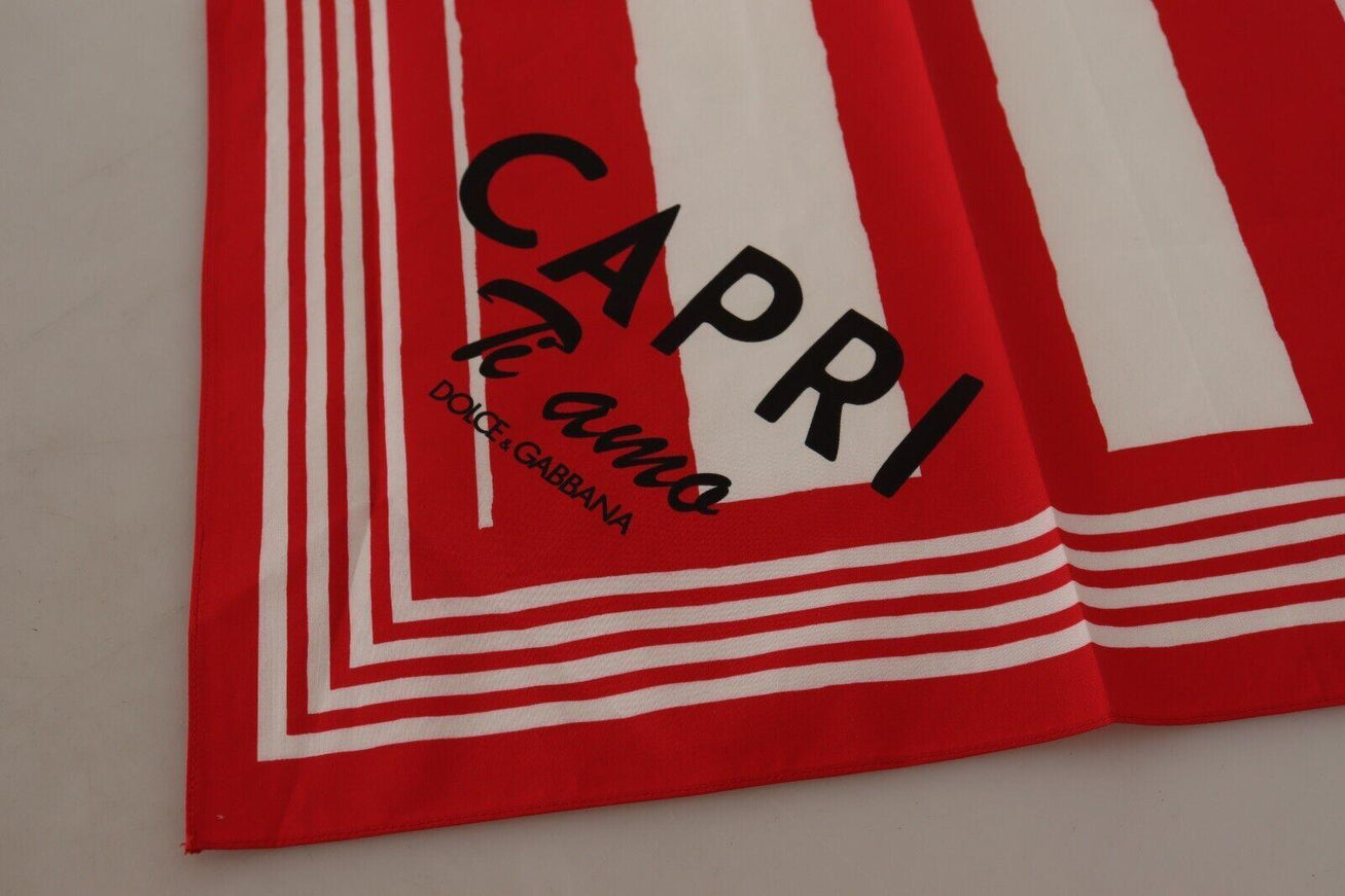 Dolce & Gabbana Red White Striped Capri Handkerchief Scarf - Ellie Belle