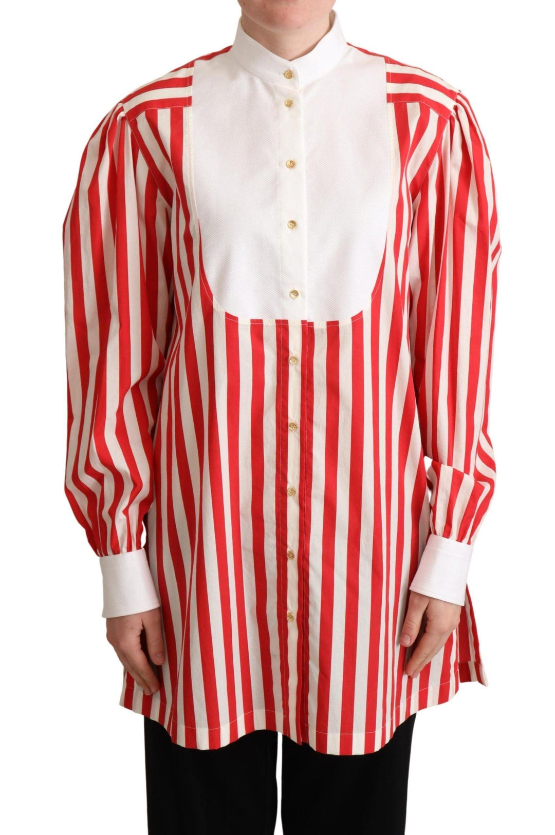 Dolce & Gabbana Red White Striped Long Sleeves Formal Shirt - Ellie Belle