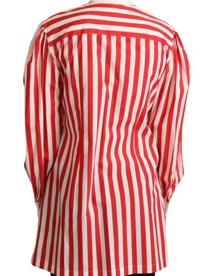 Dolce & Gabbana Red White Striped Long Sleeves Formal Shirt - Ellie Belle