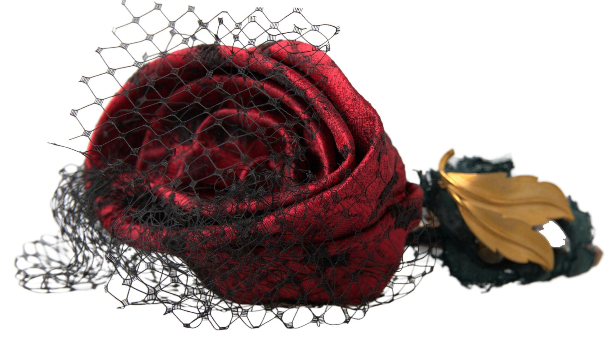 Dolce & Gabbana Red with multicolor Rose Silk Crystal Netted Logo