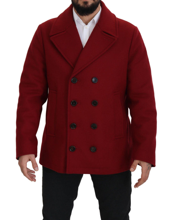 Dolce & Gabbana Red Wool Double Breasted Coat Jacket - Ellie Belle