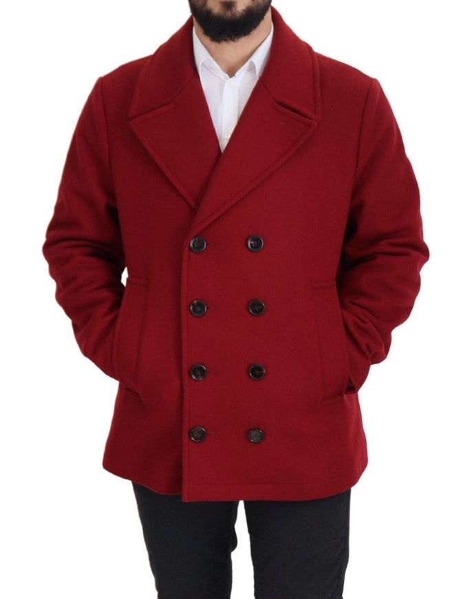 Dolce & Gabbana Red Wool Double Breasted Coat Jacket - Ellie Belle