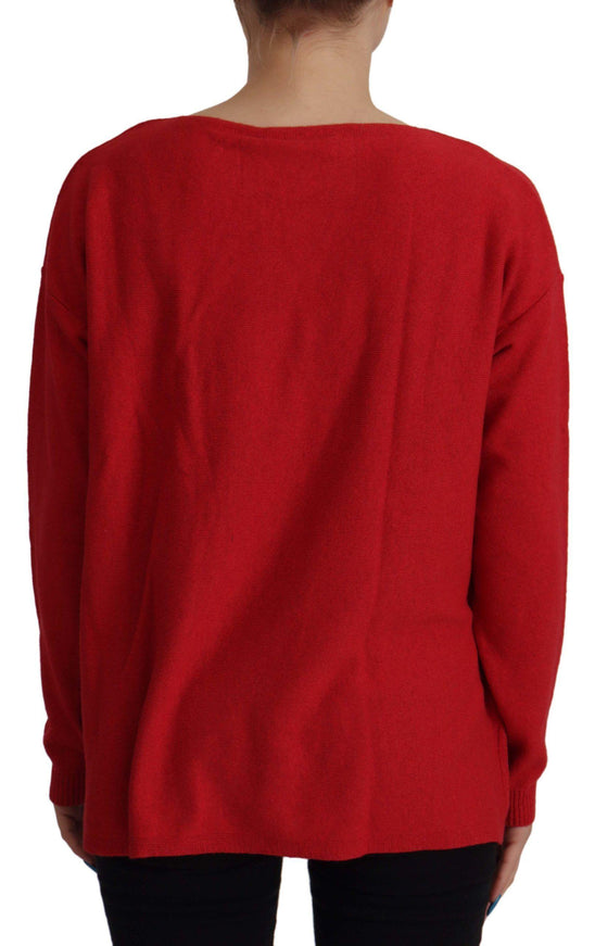 Dolce & Gabbana Red Wool Knit Round Neck Pullover Sweater - Ellie Belle