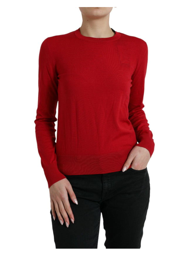 Dolce & Gabbana Red Wool Knitted Crew Neck Pullover Sweater - Ellie Belle
