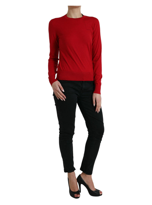 Dolce & Gabbana Red Wool Knitted Crew Neck Pullover Sweater - Ellie Belle