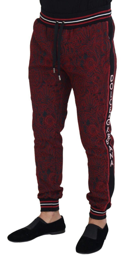 Dolce & Gabbana Red Wool Patterned Logo Print Trouser Pants - Ellie Belle