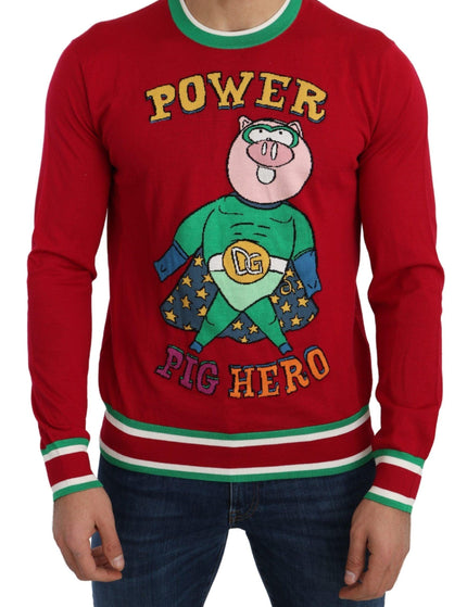 Dolce & Gabbana Red Wool Silk Pig of the Year Sweater - Ellie Belle