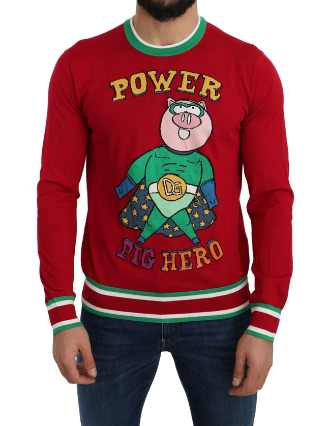 Dolce & Gabbana Red Wool Silk Pig of the Year Sweater - Ellie Belle