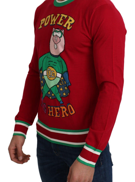 Dolce & Gabbana Red Wool Silk Pig of the Year Sweater