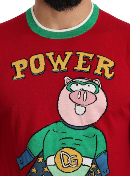 Dolce & Gabbana Red Wool Silk Pig of the Year Sweater