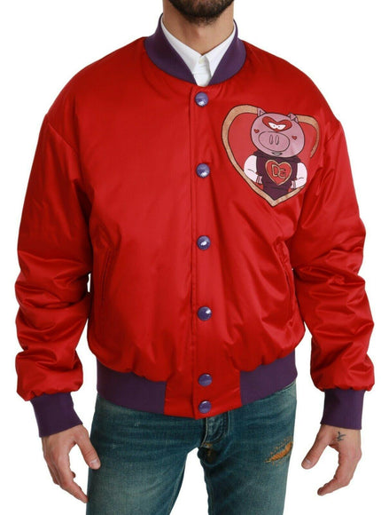 Dolce & Gabbana Red YEAR OF THE PIG Bomber Jacket