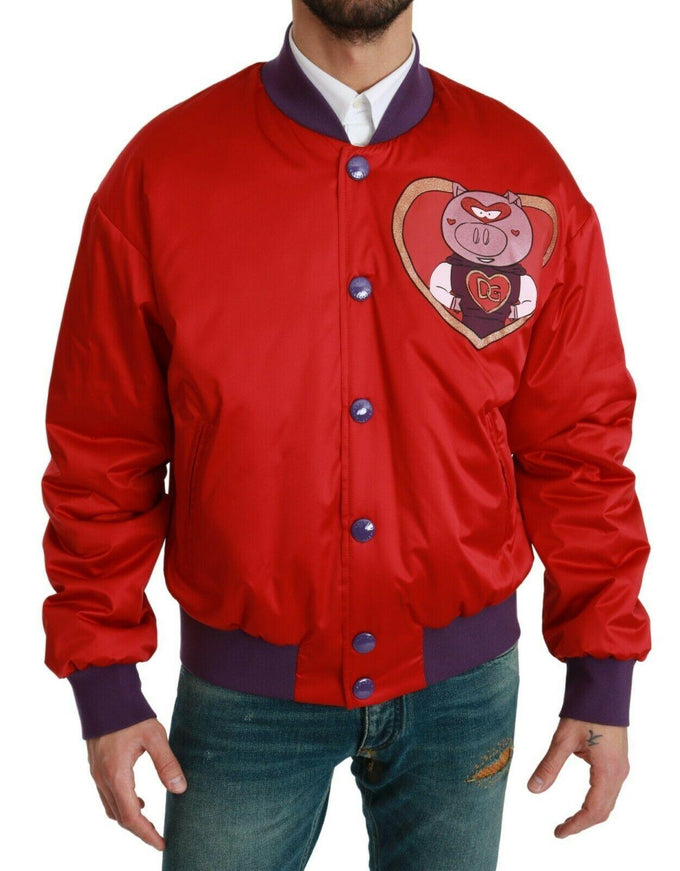 Dolce & Gabbana Red YEAR OF THE PIG Bomber Jacket - Ellie Belle