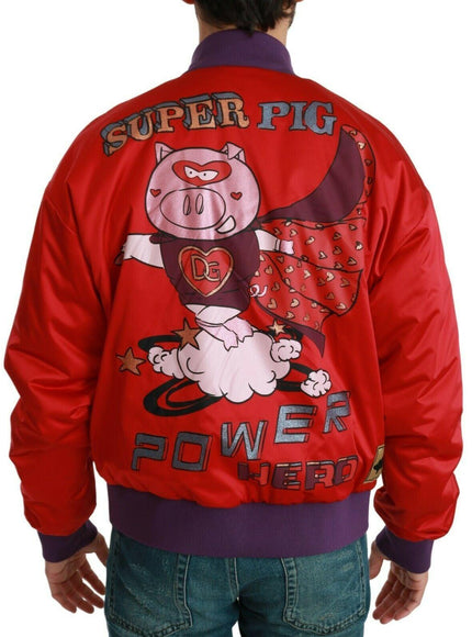 Dolce & Gabbana Red YEAR OF THE PIG Bomber Jacket