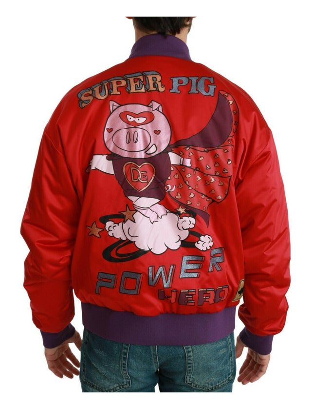 Dolce & Gabbana Red YEAR OF THE PIG Bomber Jacket - Ellie Belle