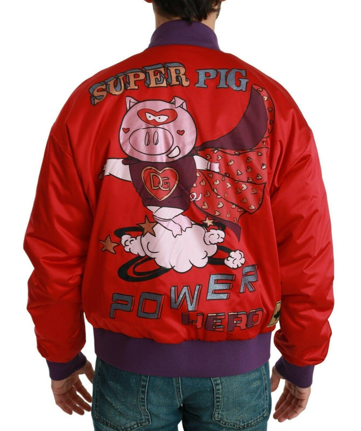 Dolce & Gabbana Red YEAR OF THE PIG Bomber Jacket - Ellie Belle