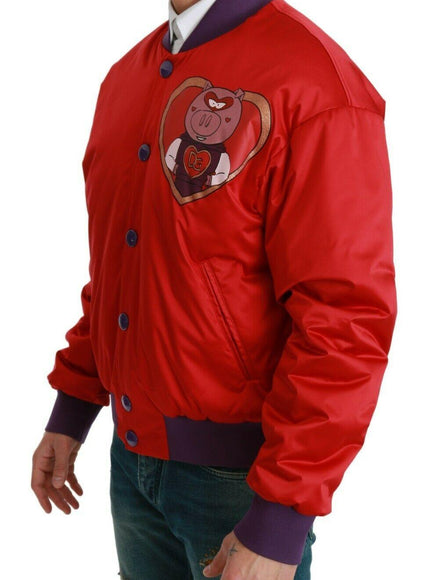 Dolce & Gabbana Red YEAR OF THE PIG Bomber Jacket