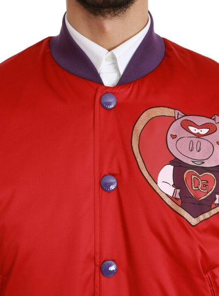 Dolce & Gabbana Red YEAR OF THE PIG Bomber Jacket