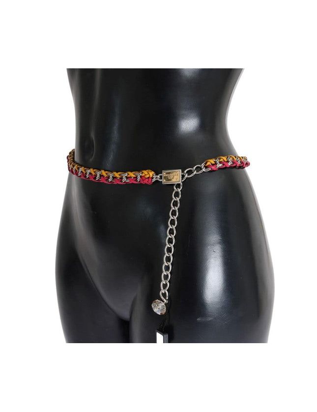 Dolce & Gabbana Red Yellow Leather Crystal Belt - Ellie Belle