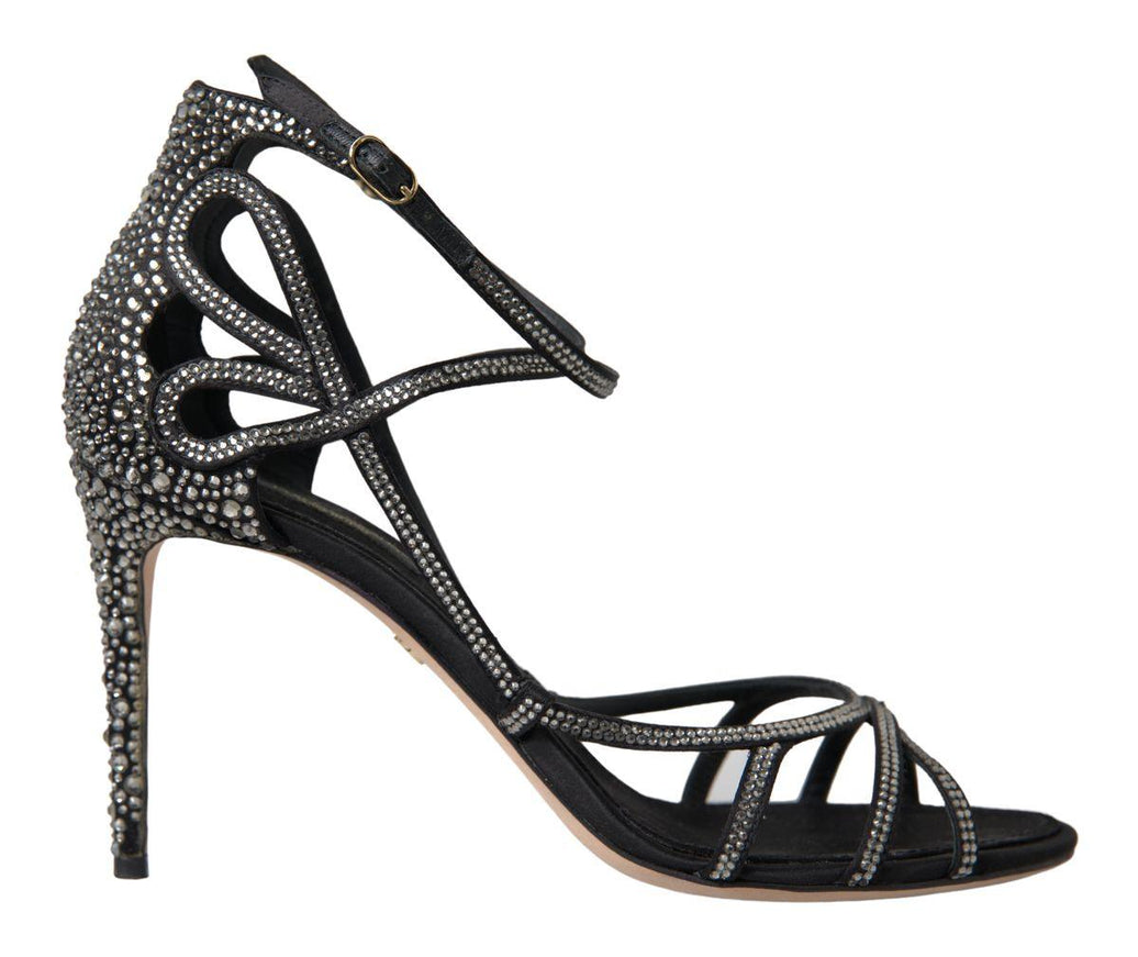 Dolce & Gabbana Rhinestone Stiletto Sandal Satin Shoes - Ellie Belle