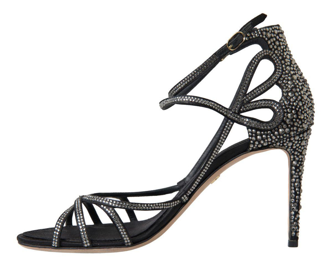 Dolce & Gabbana Rhinestone Stiletto Sandal Satin Shoes - Ellie Belle