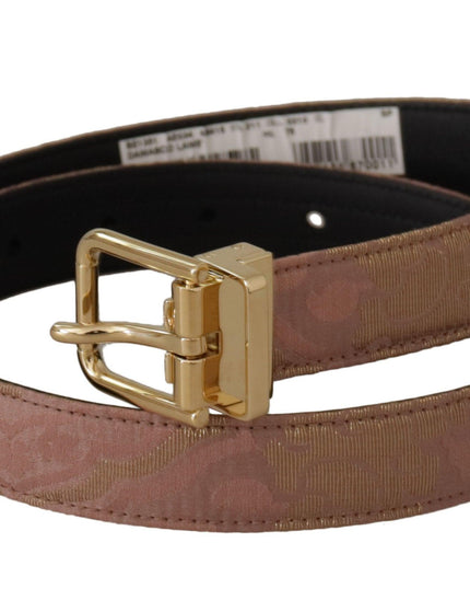 Dolce & Gabbana Rose Gold Leather Logo Engraved Metal Buckle Belt - Ellie Belle