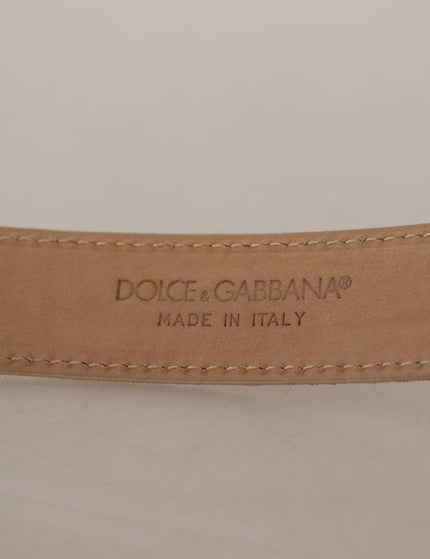 Dolce & Gabbana Rose Pink Jacquard DG Logo Gold Metal Buckle Belt - Ellie Belle