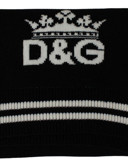 Dolce & Gabbana Scarf Black White D&G Crown Knitted Neck Wrap - Ellie Belle
