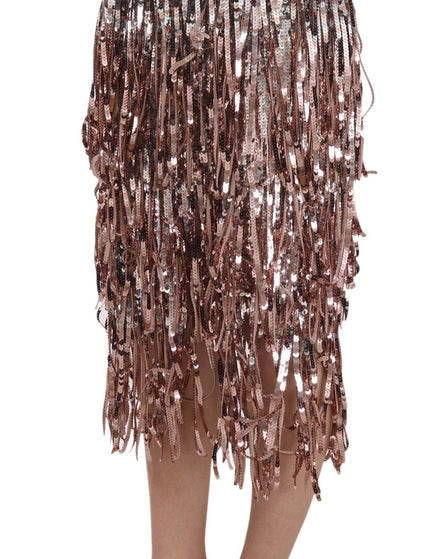 Dolce & Gabbana Sequin Embellished Fringe Midi Pencil Skirt - Ellie Belle