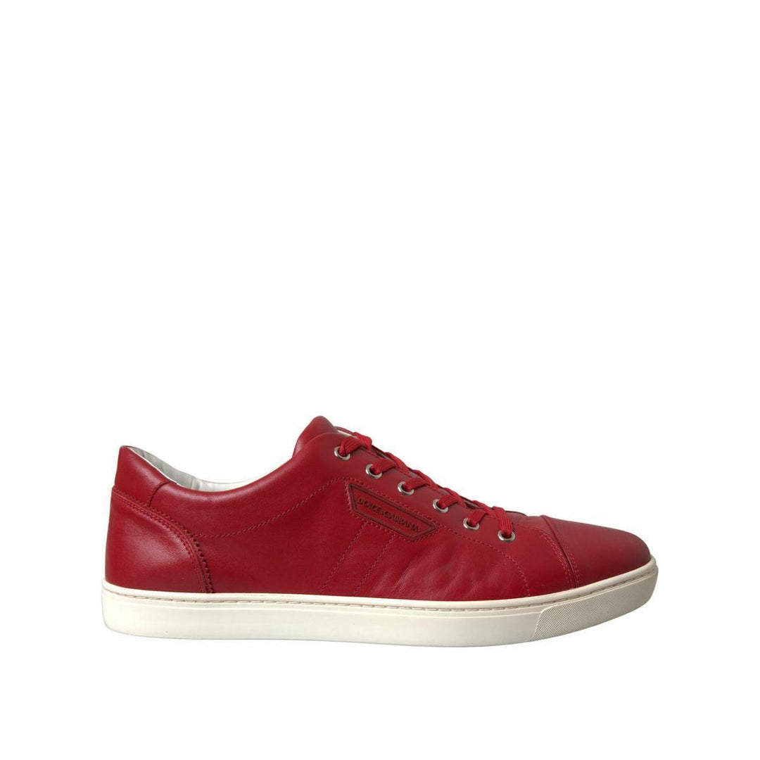 Dolce & Gabbana Shoes Red Portofino Leather Low Top Mens Sneakers - Ellie Belle