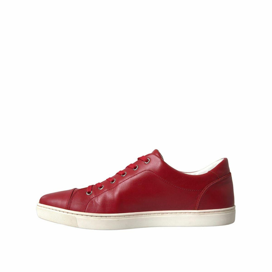 Dolce & Gabbana Shoes Red Portofino Leather Low Top Mens Sneakers - Ellie Belle