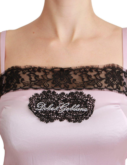 Dolce & Gabbana Silk Black Lace Top Pink Tank Blouse - Ellie Belle