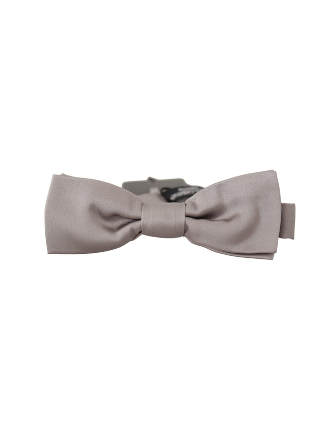 Dolce & Gabbana Silver 100% Silk Slim Adjustable Neck Papillon Tie - Ellie Belle