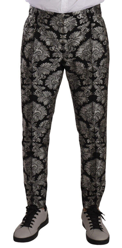 Dolce & Gabbana Silver Black Jacquard Dress Trouser Pants - Ellie Belle