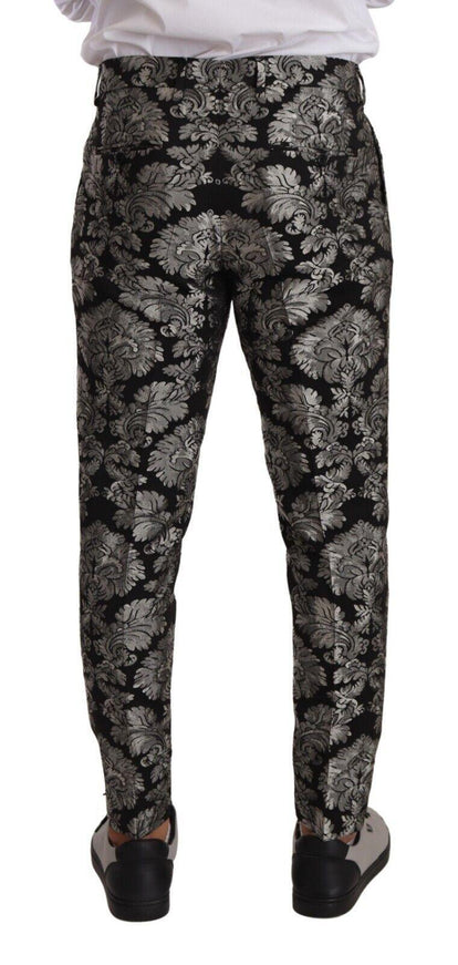 Dolce & Gabbana Silver Black Jacquard Dress Trouser Pants - Ellie Belle