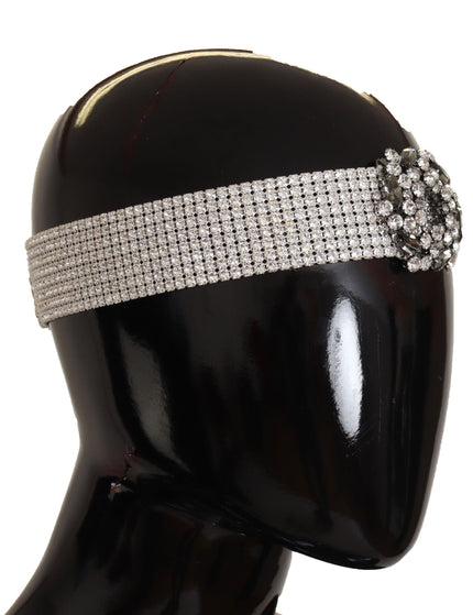 Dolce & Gabbana Silver Brass Crystal Beaded Embellished Diadem Headband - Ellie Belle