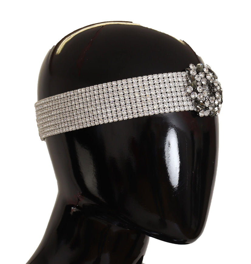 Dolce & Gabbana Silver Brass Crystal Beaded Embellished Diadem Headband - Ellie Belle