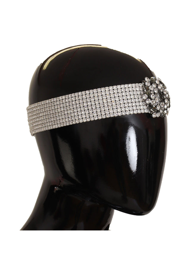 Dolce & Gabbana Silver Brass Crystal Beaded Embellished Diadem Headband - Ellie Belle