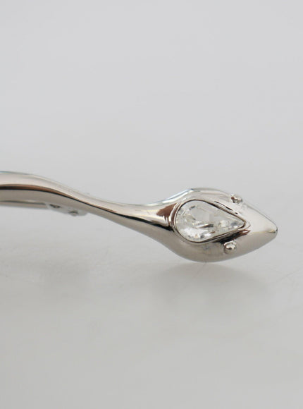 Dolce & Gabbana Silver Brass Crystal Spilla Serpente Mens Brooch Pin - Ellie Belle